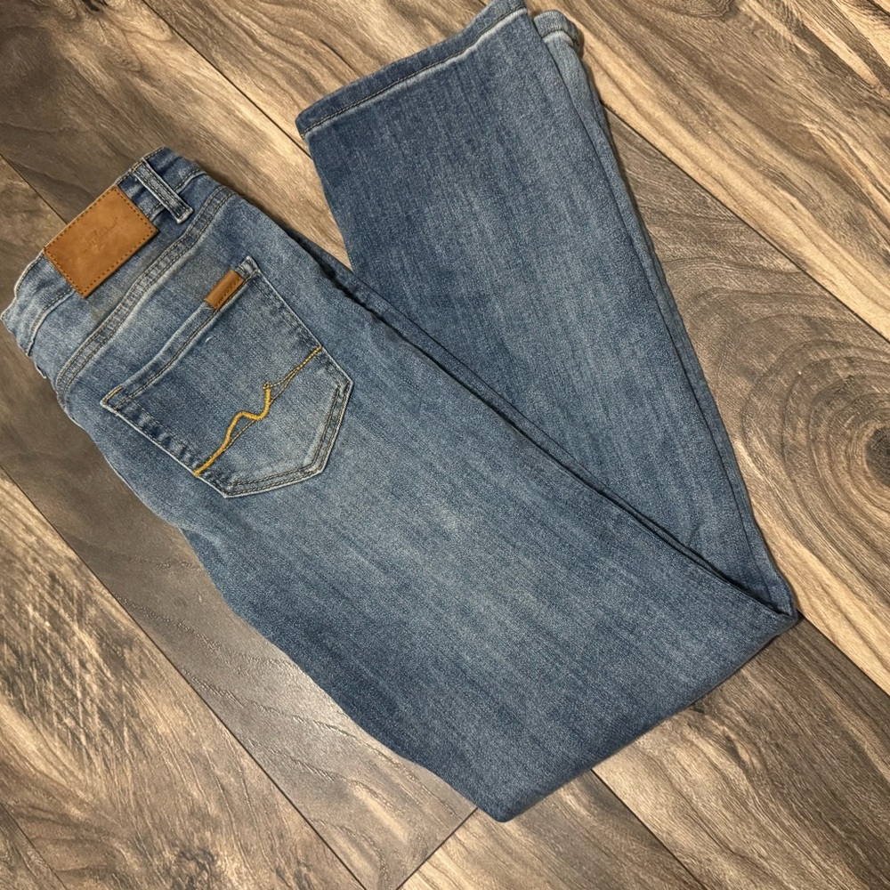 7 For All Mankind Blue Straight Leg Jeans with Natural Fading